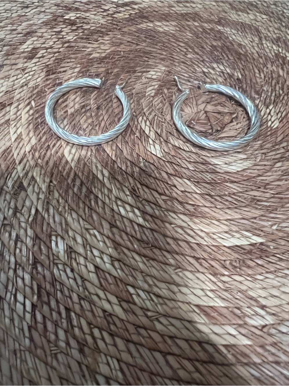 Sterling Silver Twisted Hoop Earrings - Women's Fashion Jewelry